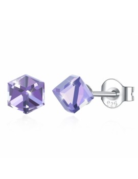Square Earrings S925 Sterling Silver Earrings Purple/Platinum