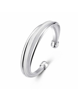 Diagonal Mesh Bracelet Fashion Modeling Silver Bracelet