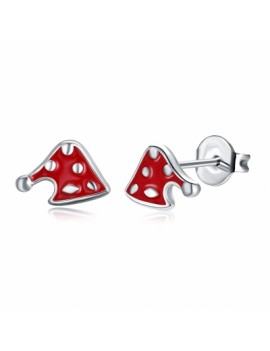 Christmas Oil Dripping Christmas Hat Earring Plated with Platinum